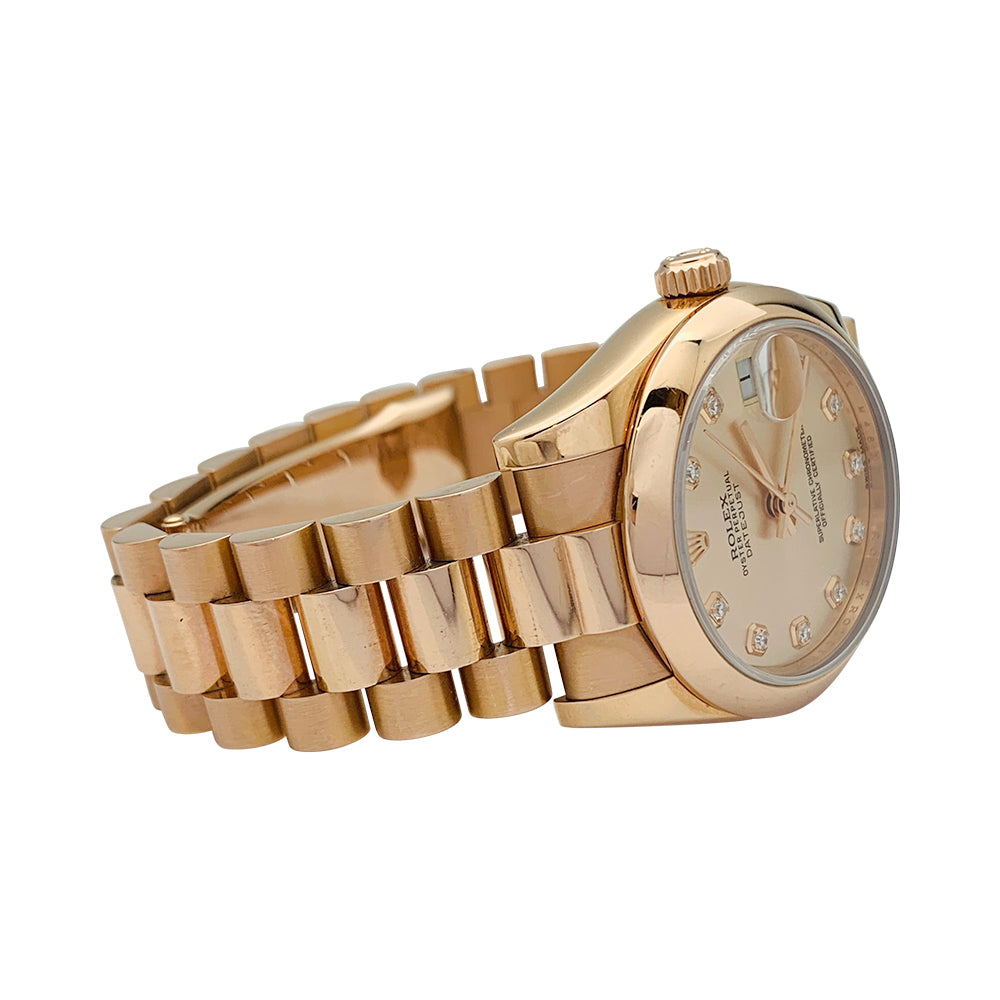 Rolex watch, "Oyster Perpetual Datejust", pink gold and diamonds.