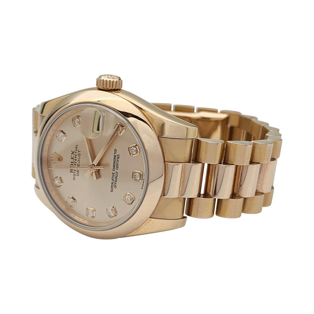 Rolex watch, "Oyster Perpetual Datejust", pink gold and diamonds.