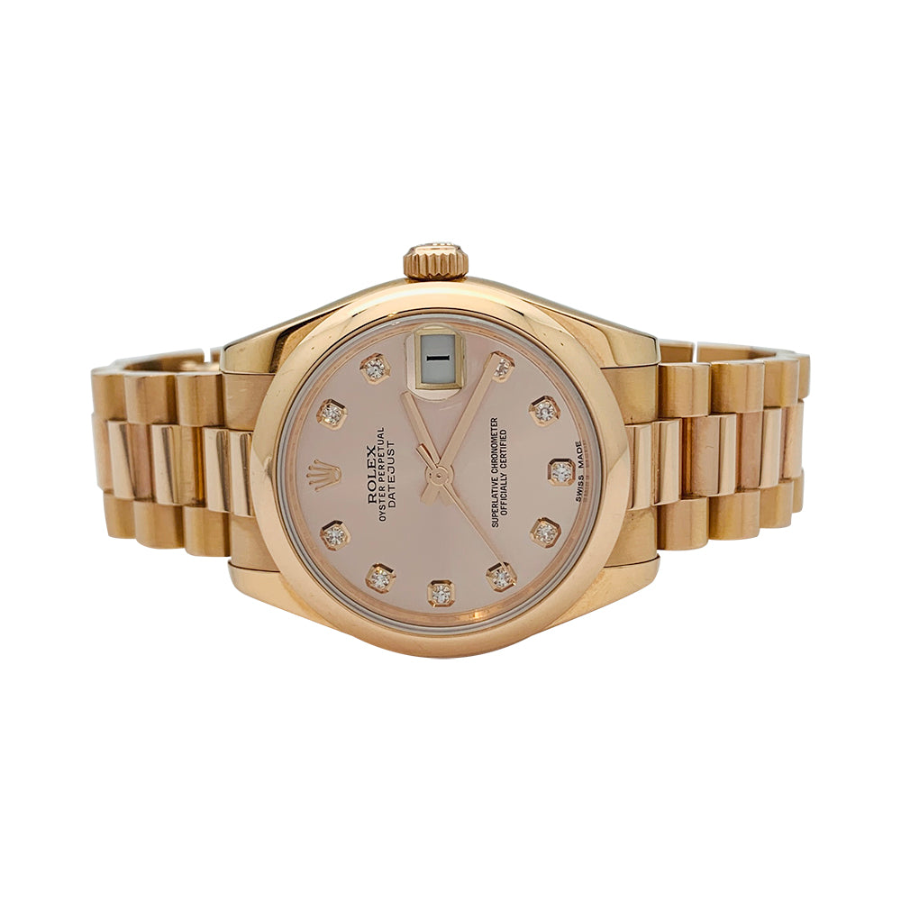 Rolex watch, "Oyster Perpetual Datejust", pink gold and diamonds.