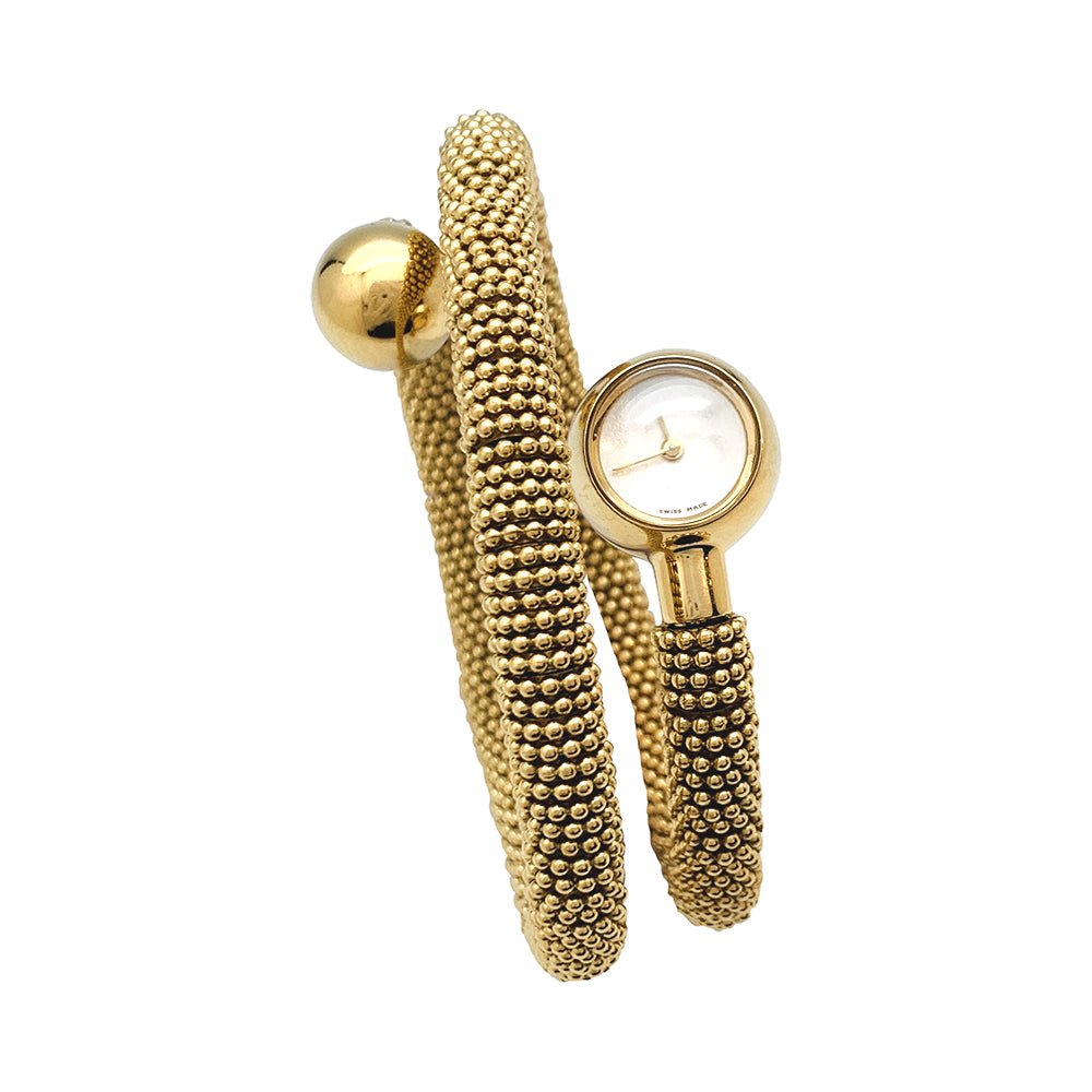 Van Cleef &amp; Arpels "Liane Serpent" three-turn watch in yellow gold.