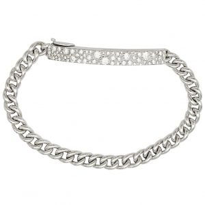 Bracelet Dior, “Gourmette”, or blanc, diamants.