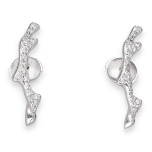 Boucles d’oreilles Dior “Bois de rose” en or gris 18 Cts avec diamants de 2022. Full set