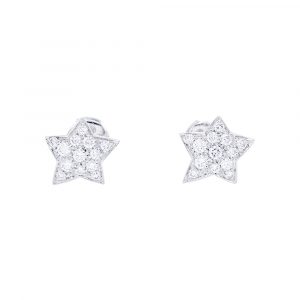 Boucles d’oreilles Chanel, “Comète”, or blanc, diamants.