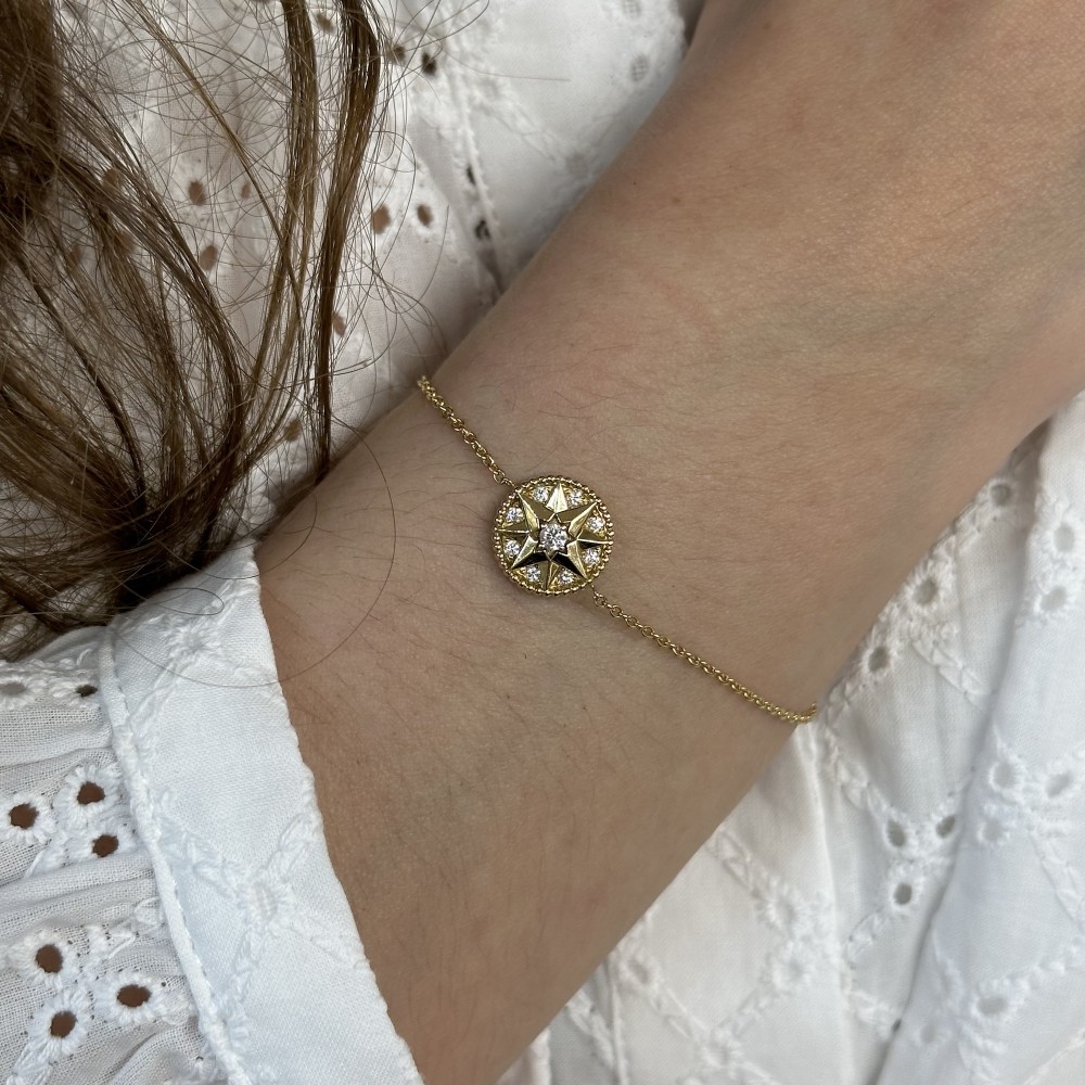 Bague Dior Rose des Vents en or jaune nacre et diamant